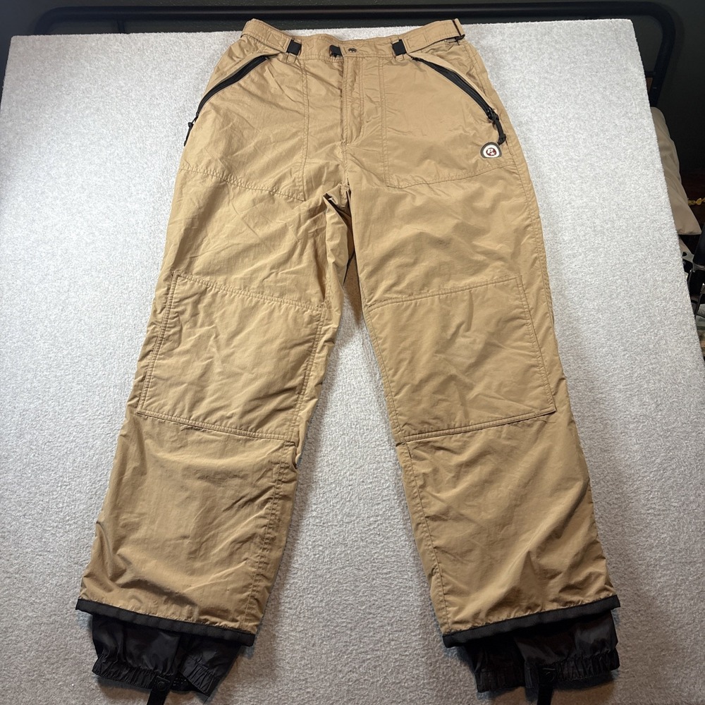 Pirate Brand Snow Ski Pants Tan Brown Men's Sz L Performance Double Knee Nylon
